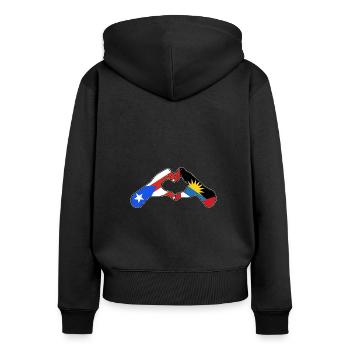 Drapeau d’Antigua-et-Barbuda - Sweat à capuche zippé Premium bio Femme - noir - Dos - Julia (174cm)