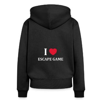 Escape game - Sweat à capuche zippé Premium bio Femme - noir - Dos - Julia (174cm)