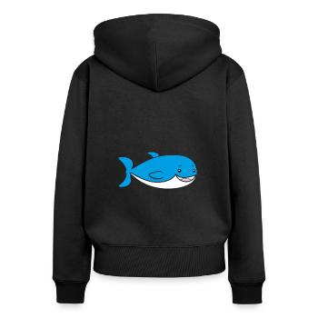whale - Women's Premium Organic Zip Hoodie - black - Back - Julia (174cm)