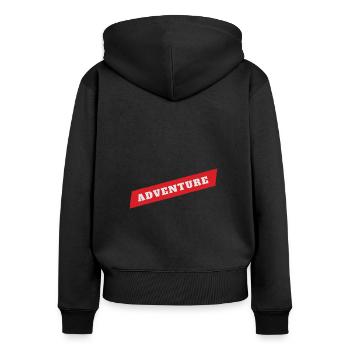Adventure - Frauen Premium Bio Zip Hoodie - Schwarz - Hinten - Julia (174cm)