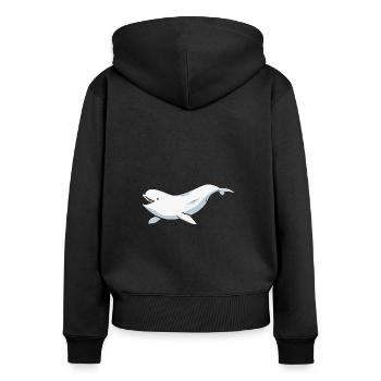 Baleine blanche Béluga - Sweat à capuche zippé Premium bio Femme - noir - Dos - Julia (174cm)