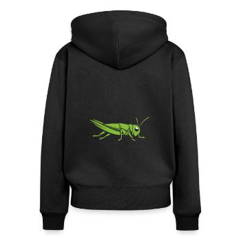 Sauterelle - Sweat à capuche zippé Premium bio Femme - noir - Dos - Julia (174cm)