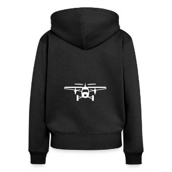 Flugzeug - Frauen Premium Bio Zip Hoodie - Schwarz - Hinten - Julia (174cm)