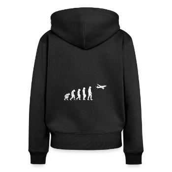 Flugzeug Airplane Vintage Luftfahrt Sprüche - Frauen Premium Bio Zip Hoodie - Schwarz - Hinten - Julia (174cm)