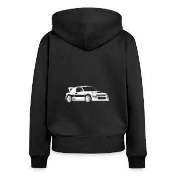 Rallye-Fahrzeug - Frauen Premium Bio Zip Hoodie - Schwarz - Hinten - Julia (174cm)