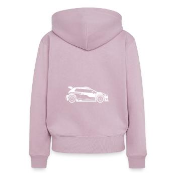 Rallye-Fahrzeug - Frauen Premium Bio Zip Hoodie - Altrosa - Hinten - Julia (174cm)
