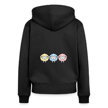Schaf - Frauen Premium Bio Zip Hoodie - Schwarz - Hinten - Julia (174cm)