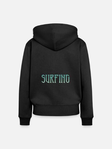 Surfing - Frauen Premium Bio Zip Hoodie - Schwarz