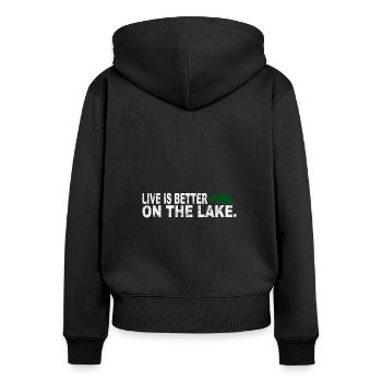 Idée cadeau de papa pêcheur - Sweat à capuche zippé Premium bio Femme - noir - Dos - Julia (174cm)
