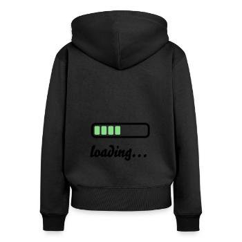 Akku Batterie loading - Frauen Premium Bio Zip Hoodie - Schwarz - Hinten - Julia (174cm)