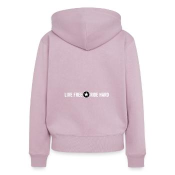 Live Free Ride Hard - Women's Premium Organic Zip Hoodie - dusky pink - Back - Julia (174cm)