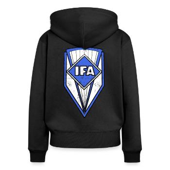 IFA mobile DDR Vintage Retro Classic Logo - Sweat à capuche zippé Premium bio Femme - noir - Dos - Julia (174cm)