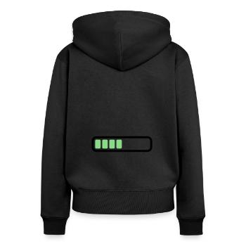 Akku Batterie loading - Frauen Premium Bio Zip Hoodie - Schwarz - Hinten - Julia (174cm)
