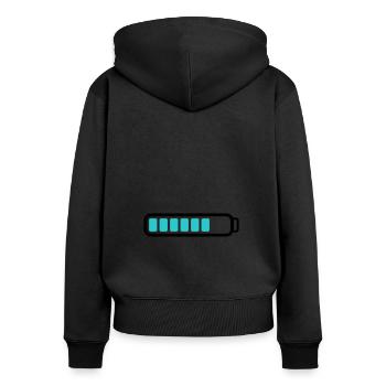 Akku Batterie loading - Frauen Premium Bio Zip Hoodie - Schwarz - Hinten - Julia (174cm)