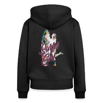 Surfer Surf Girl Beach Floral Summer Summer Sun - Sweat à capuche zippé Premium bio Femme - noir - Dos - Julia (174cm)
