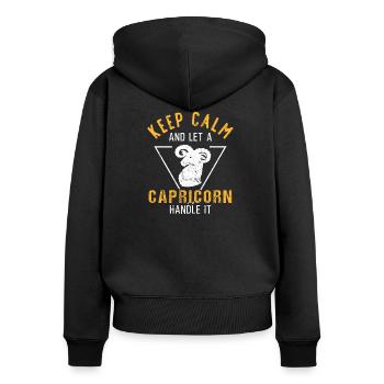 Capricorne - Sweat à capuche zippé Premium bio Femme - noir - Dos - Julia (174cm)