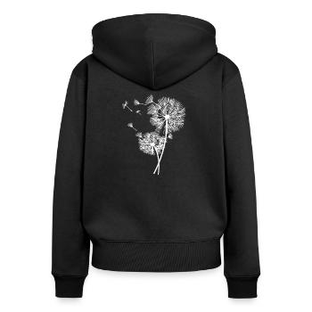 Dandelion flowers lucky charms floral motif women - Women's Premium Organic Zip Hoodie - black - Back - Julia (174cm)