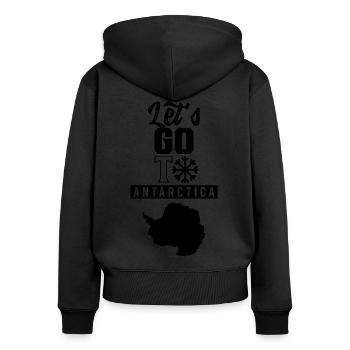 Allons à l’Antarctique en disant l’Antarctique - Sweat à capuche zippé Premium bio Femme - noir - Dos - Julia (174cm)