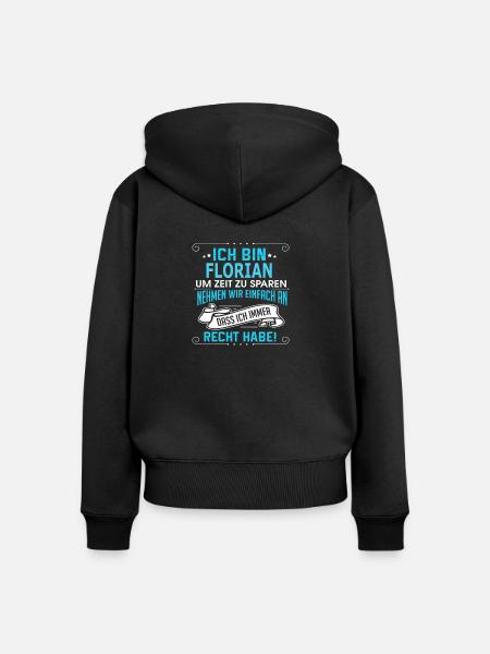 FLORIAN - Frauen Premium Bio Zip Hoodie - Schwarz