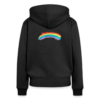 Regenbogen Farben Vintage Geschenk - Frauen Premium Bio Zip Hoodie - Schwarz - Hinten - Julia (174cm)
