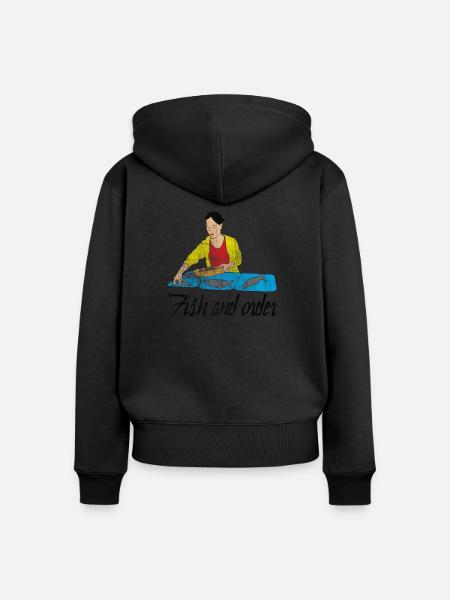Frischer Fisch Markt - Frauen Premium Bio Zip Hoodie - Schwarz