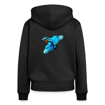 martin-pêcheur - Sweat à capuche zippé Premium bio Femme - noir - Dos - Julia (174cm)