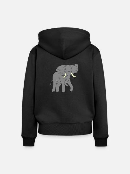 Elefant - Elephant - Frauen Premium Bio Zip Hoodie - Schwarz