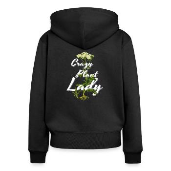 Cadeau de chemise de jardinier - Sweat à capuche zippé Premium bio Femme - noir - Dos - Julia (174cm)