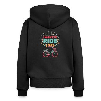 I Want To Ride My Bicycle - Frauen Premium Bio Zip Hoodie - Schwarz - Hinten - Julia (174cm)