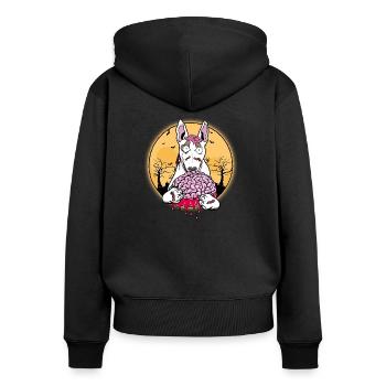 Bull Terrier Bullterrier Halloween Zombie Hund - Frauen Premium Bio Zip Hoodie - Schwarz - Hinten - Julia (174cm)