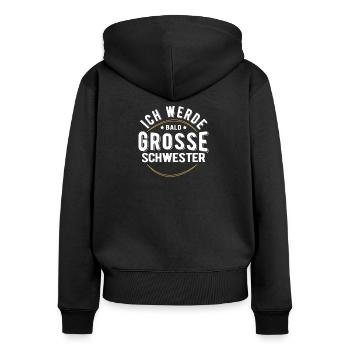 große Schwester Schnuller Geschenk Schwangerschaft - Frauen Premium Bio Zip Hoodie - Schwarz - Hinten - Julia (174cm)