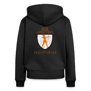 Sagittaire - Sweat à capuche zippé Premium bio Femme - noir - Dos - Julia (174cm)