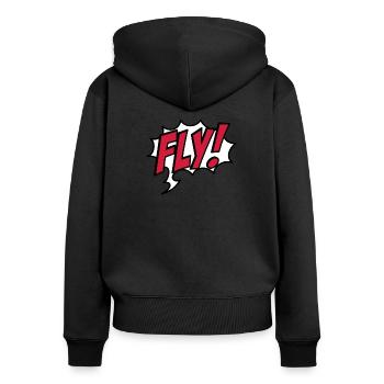 Voler - Sweat à capuche zippé Premium bio Femme - noir - Dos - Julia (174cm)