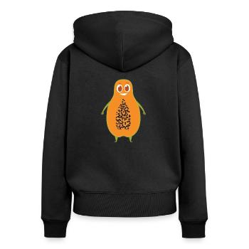 Papaya - Frauen Premium Bio Zip Hoodie - Schwarz - Hinten - Julia (174cm)