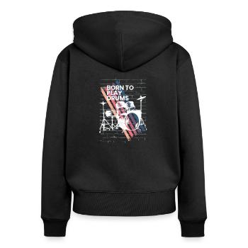 Batterie Cadeau Batteur Percussions - Sweat à capuche zippé Premium bio Femme - noir - Dos - Julia (174cm)