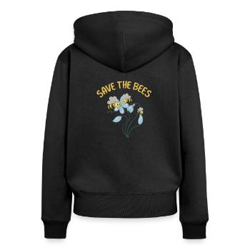 Sauvez les abeilles - Sweat à capuche zippé Premium bio Femme - noir - Dos - Julia (174cm)