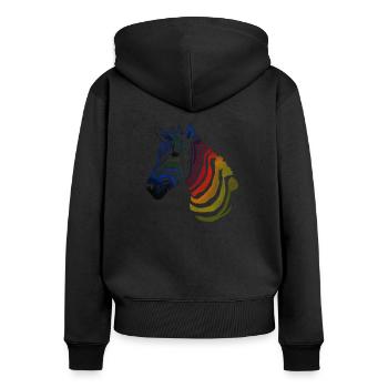 Colorful zebra - Women's Premium Organic Zip Hoodie - black - Back - Julia (174cm)