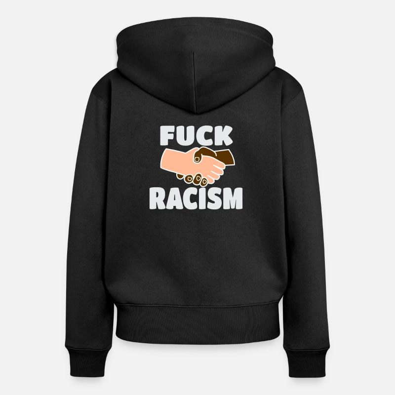 BAISE DE RACISME - Sweat à capuche zippé Premium bio Femme - noir
