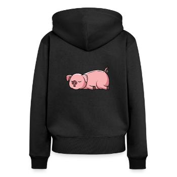 Sleep Pig Sleep Tired pig lazy pig Nope - Women's Premium Organic Zip Hoodie - black - Back - Julia (174cm)
