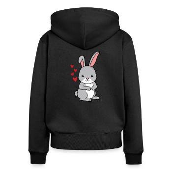 kleiner süßer Baby Hase - Frauen Premium Bio Zip Hoodie - Schwarz - Hinten - Julia (174cm)