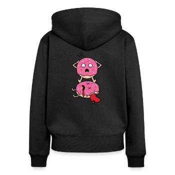 Toter Donut - Frauen Premium Bio Zip Hoodie - Schwarz - Hinten - Julia (174cm)