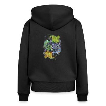 Caméléon coloré Yin Yang Nature Équilibre - Sweat à capuche zippé Premium bio Femme - noir - Dos - Julia (174cm)