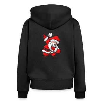 Père Noël Noël Nouvel An Noël Nicolas - Sweat à capuche zippé Premium bio Femme - noir - Dos - Julia (174cm)