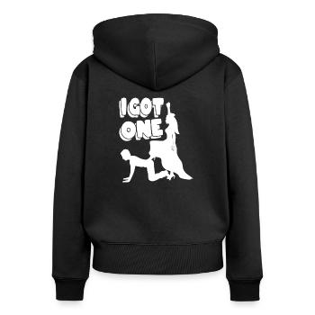 hen - Women's Premium Organic Zip Hoodie - black - Back - Julia (174cm)