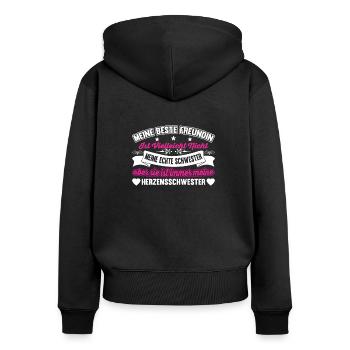Beste Freundin lustig Spruch Herzenschwester - Frauen Premium Bio Zip Hoodie - Schwarz - Hinten - Julia (174cm)