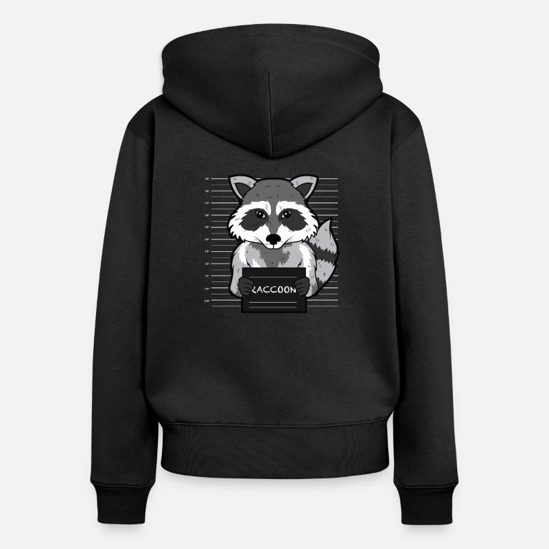 raton laveur - Sweat à capuche zippé Premium bio Femme - noir