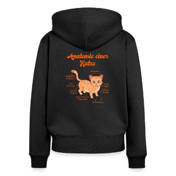 Lustiges Anatomie einer Katze fuer Katzenliebhaber - Frauen Premium Bio Zip Hoodie - Schwarz - Hinten - Julia (174cm)