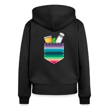 Tequila Limette und Salz - Frauen Premium Bio Zip Hoodie - Schwarz - Hinten - Julia (174cm)