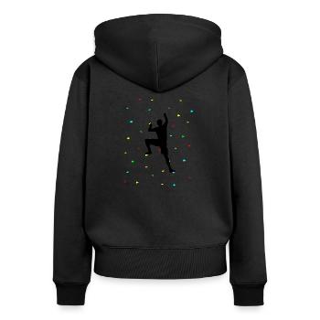 Mur d'escalade coloré escalade rocher - Sweat à capuche zippé Premium bio Femme - noir - Dos - Julia (174cm)