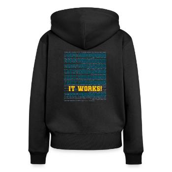 Programmer saying - Women's Premium Organic Zip Hoodie - black - Back - Julia (174cm)